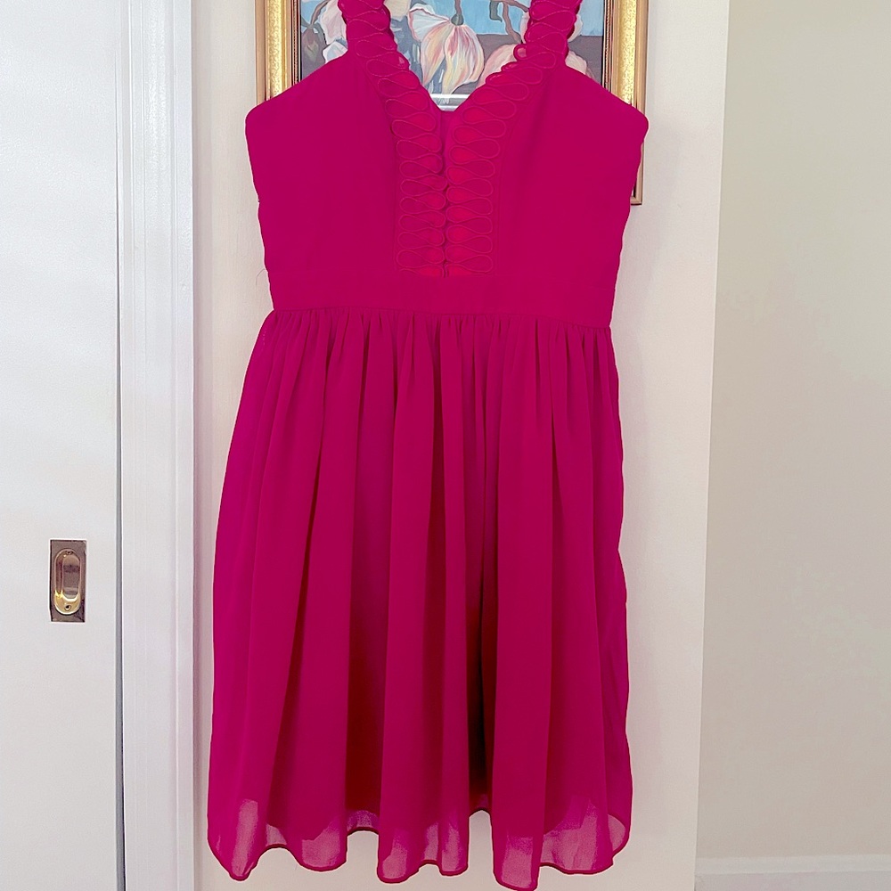 Minuet Chiffon Dress- Hot Pink